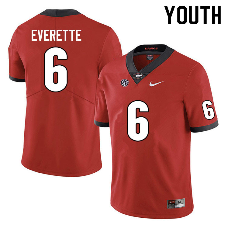 Georgia Bulldogs Youth Daylen Everette #6 Red Anniversary Stitched College UGA Football Jersey 23GQ012WW